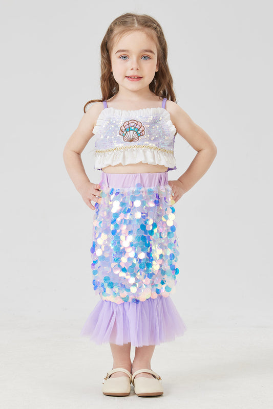 Two-Piece Purple Mermaid Costume for Girls