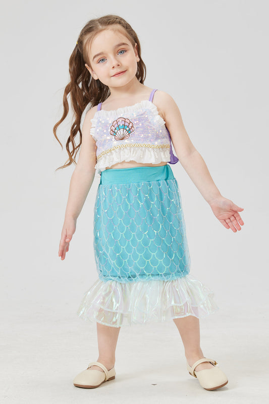 Blue Mermaid Costume Set for Girls