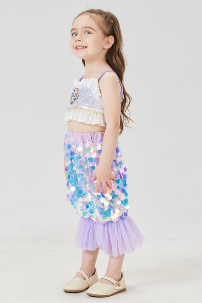 Two-Piece Purple Mermaid Costume for Girls